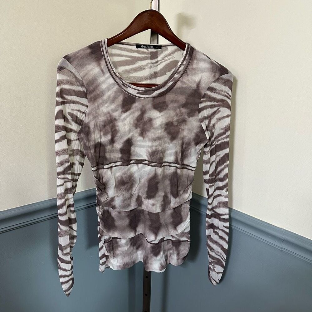 Marc Aurel Tie Dye Long Sleeve Mesh Tee Size 44 Made in Turkey